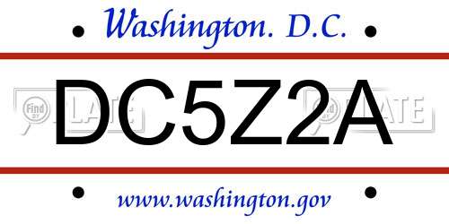 DC5Z2A District Of Columbia License Plate