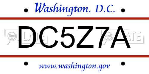 DC5Z7A District Of Columbia License Plate