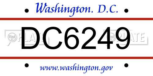 DC6249 District Of Columbia License Plate