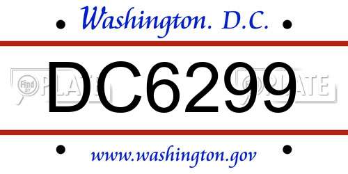 DC6299 District Of Columbia License Plate