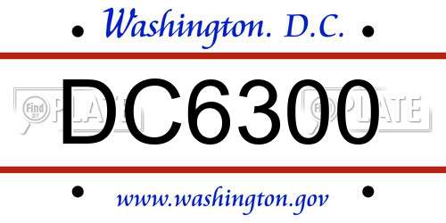 DC6300 District Of Columbia License Plate