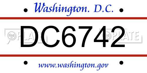 DC6742 District Of Columbia License Plate