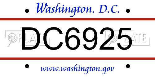 DC6925 District Of Columbia License Plate