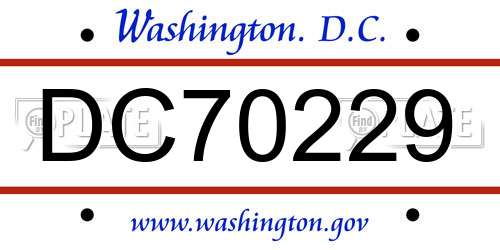 DC70229 District Of Columbia License Plate