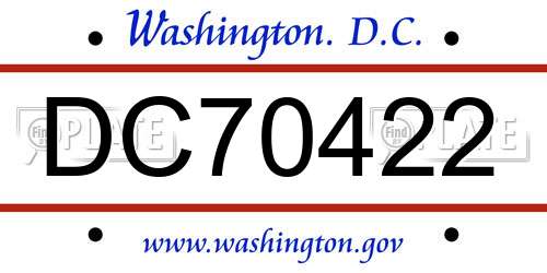 DC70422 District Of Columbia License Plate