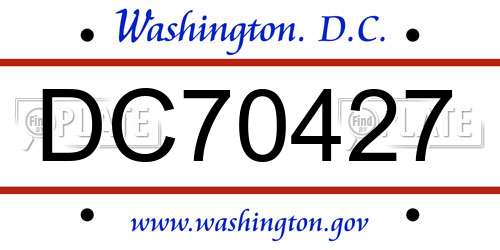 DC70427 District Of Columbia License Plate