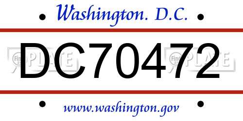 DC70472 District Of Columbia License Plate