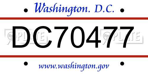 DC70477 District Of Columbia License Plate