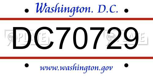 DC70729 District Of Columbia License Plate