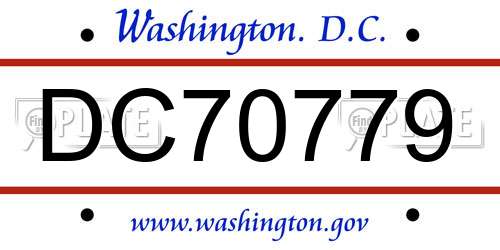 DC70779 District Of Columbia License Plate