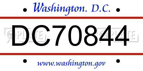 DC70844 District Of Columbia License Plate