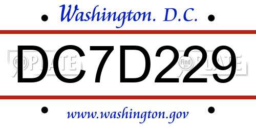 DC7D229 District Of Columbia License Plate