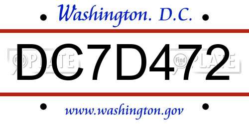 DC7D472 District Of Columbia License Plate