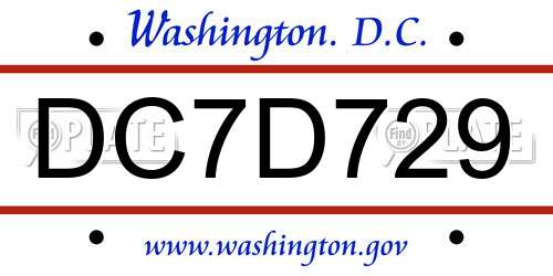 DC7D729 District Of Columbia License Plate