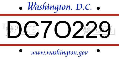 DC7O229 District Of Columbia License Plate