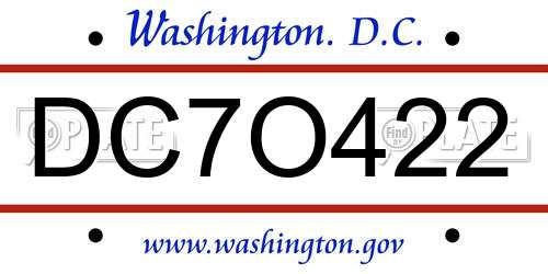DC7O422 District Of Columbia License Plate
