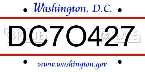 DC7O427 District Of Columbia License Plate