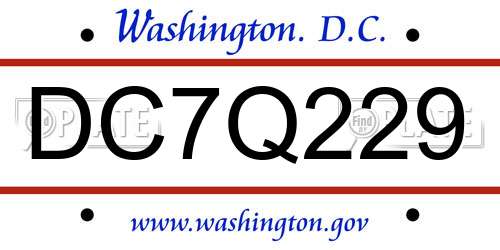DC7Q229 District Of Columbia License Plate