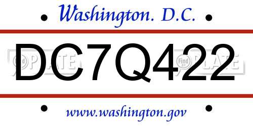 DC7Q422 District Of Columbia License Plate