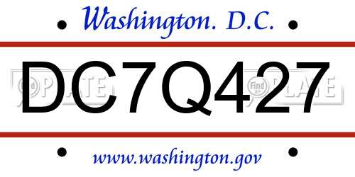 DC7Q427 District Of Columbia License Plate