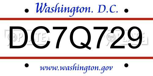 DC7Q729 District Of Columbia License Plate