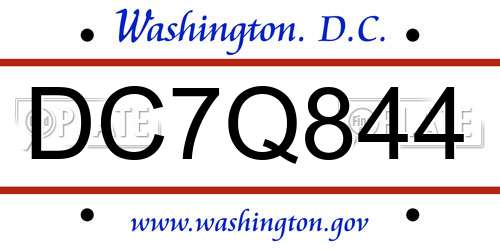 DC7Q844 District Of Columbia License Plate