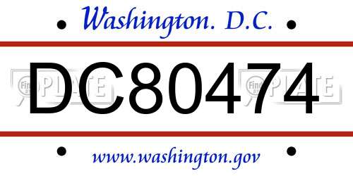 DC80474 District Of Columbia License Plate