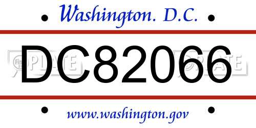 DC82066 District Of Columbia License Plate