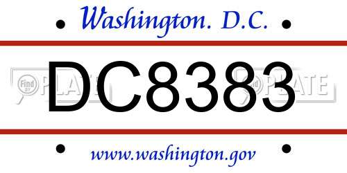 DC8383 District Of Columbia License Plate