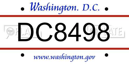 DC8498 District Of Columbia License Plate