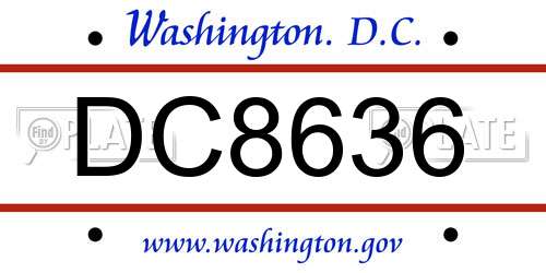 DC8636 District Of Columbia License Plate