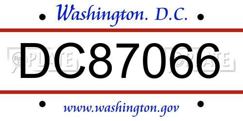 DC87066 District Of Columbia License Plate