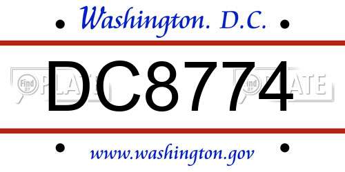 DC8774 District Of Columbia License Plate