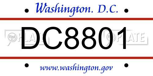DC8801 District Of Columbia License Plate