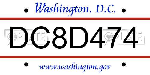 DC8D474 District Of Columbia License Plate