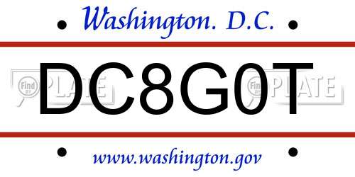 DC8G0T District Of Columbia License Plate