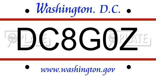 DC8G0Z District Of Columbia License Plate