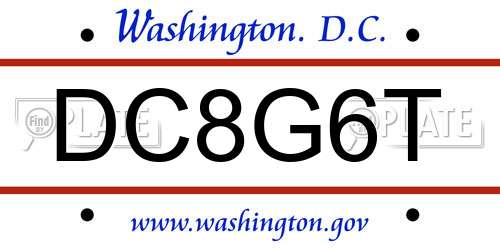 DC8G6T District Of Columbia License Plate