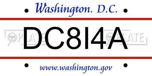 DC8I4A District Of Columbia License Plate