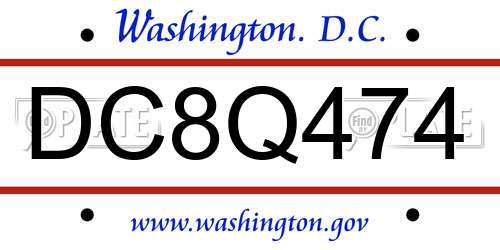 DC8Q474 District Of Columbia License Plate