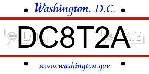 DC8T2A District Of Columbia License Plate