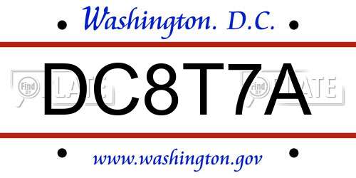 DC8T7A District Of Columbia License Plate