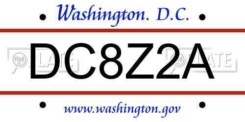 DC8Z2A District Of Columbia License Plate
