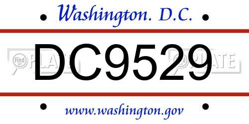DC9529 District Of Columbia License Plate