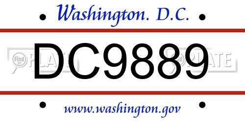 DC9889 District Of Columbia License Plate