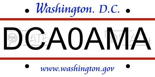 DCA0AMA District Of Columbia License Plate