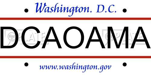 DCAOAMA District Of Columbia License Plate