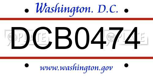 DCB0474 District Of Columbia License Plate