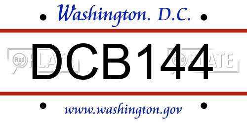 DCB144 District Of Columbia License Plate