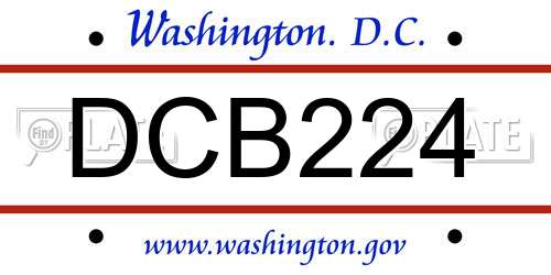 DCB224 District Of Columbia License Plate